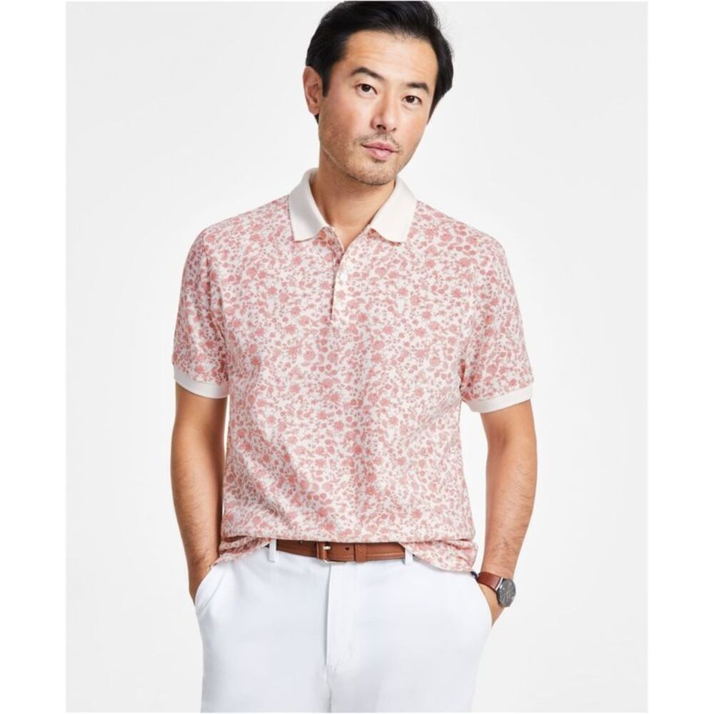Club Room Mens Floral Pique Polo Shirt, NWT